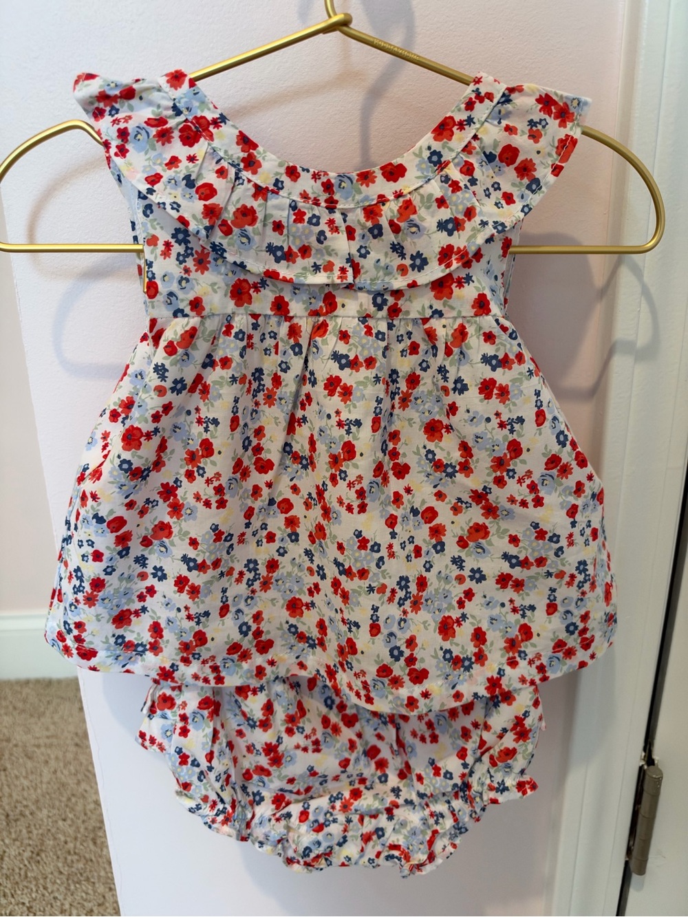 Janie and Jack White Floral Ruffle Baby Top and Bloomers